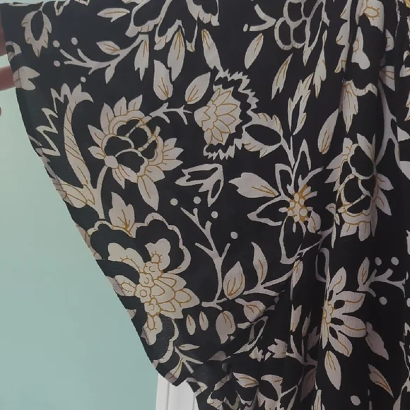 Anthropologie Black and Yellow Robin Flutter Sleeve Mini Dress - Picture 6 of 9